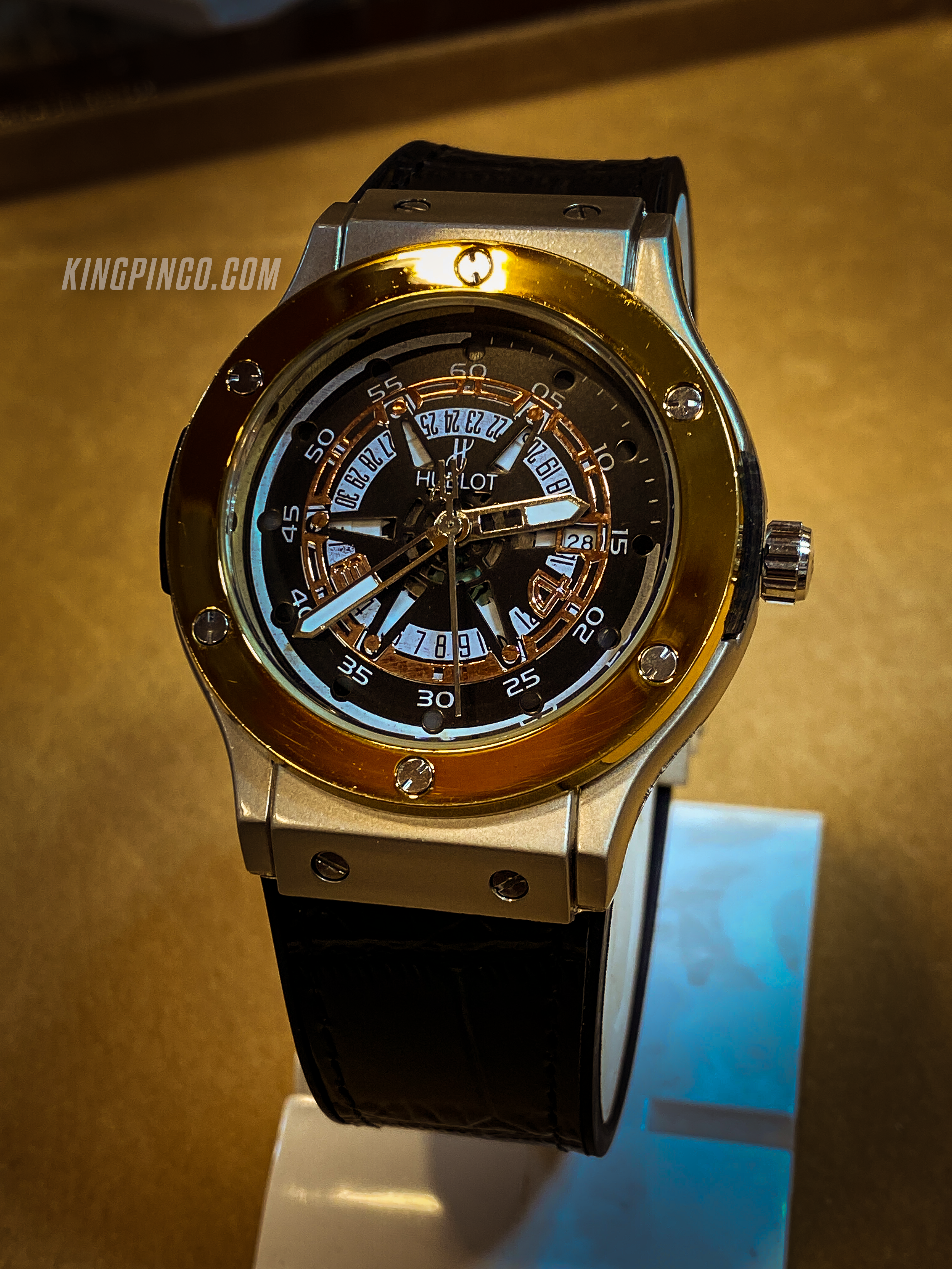 Hublot Black Chronograph Watch – Black Leather Strap