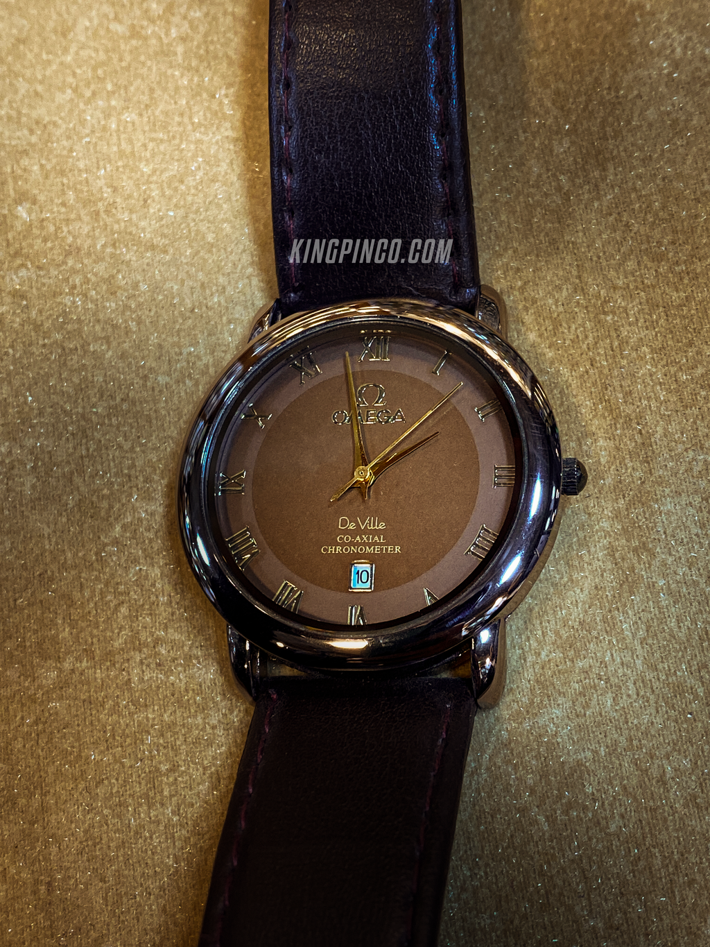 Omega Leather Strap Watch – Hazel Dial